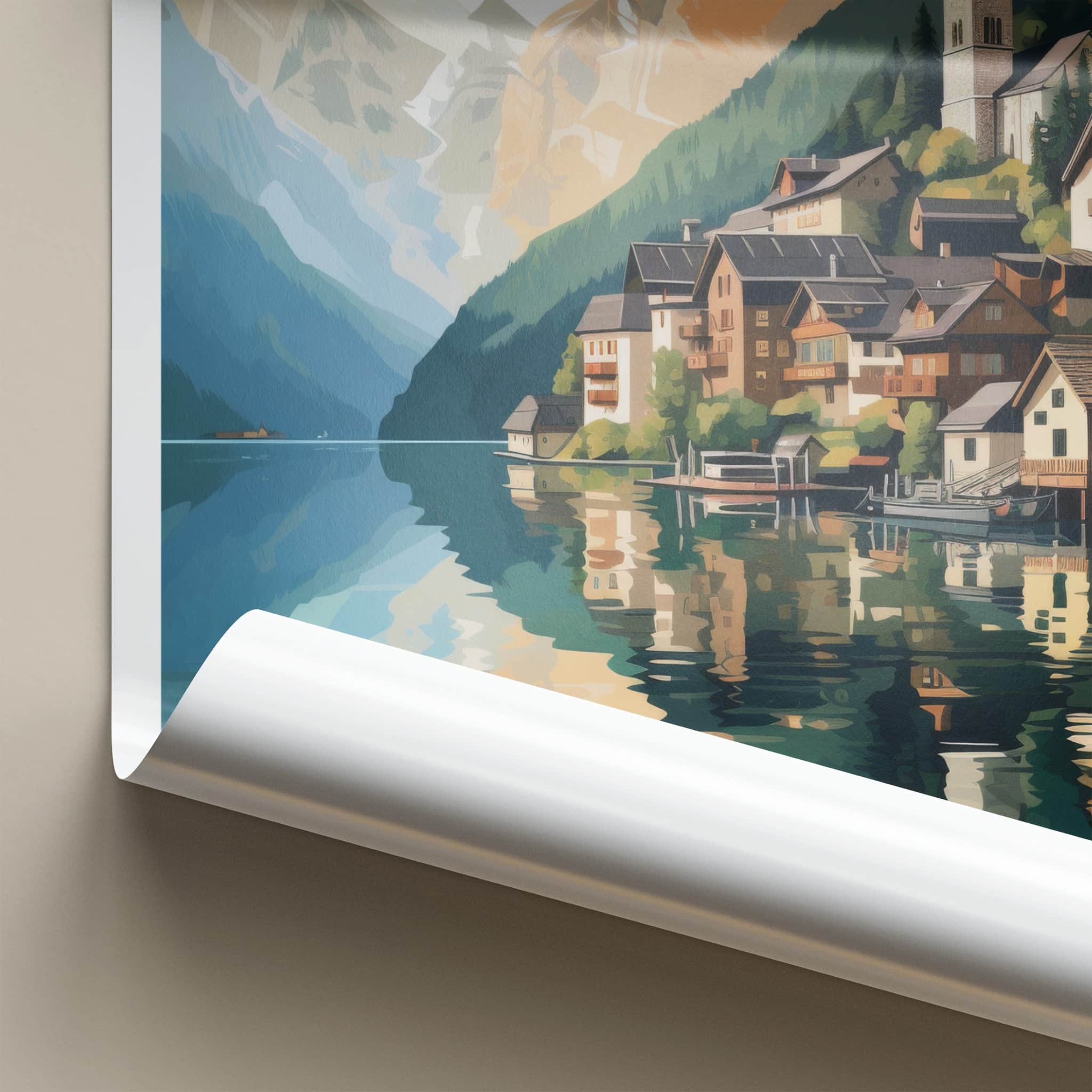 Hallstatt Poster - Austria Travel Art - Alpine Lake Village Home Decor