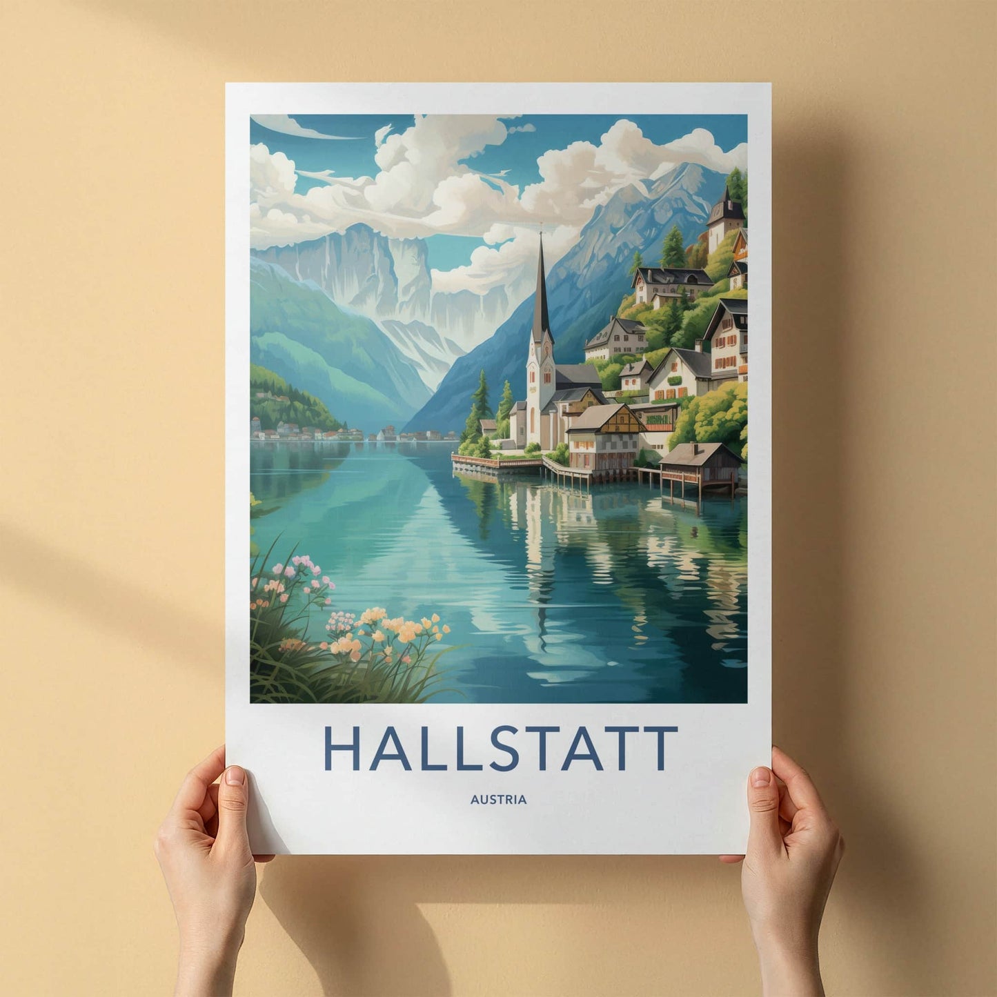 Hallstatt Poster - Austria Travel Art - Historic Lakeside Village Home Decor