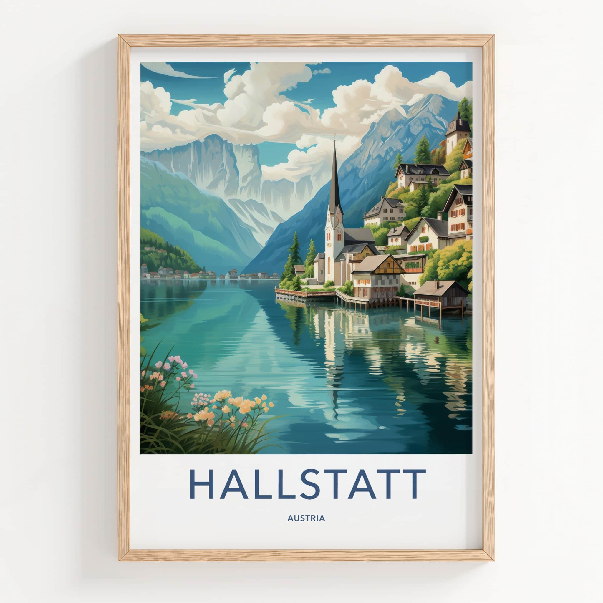 Hallstatt Poster - Austria Travel Art - Historic Lakeside Village Home Decor