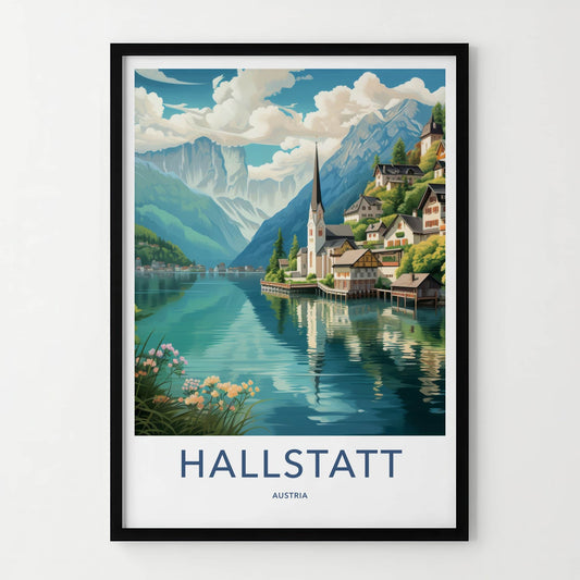 Hallstatt Poster - Austria Travel Art - Historic Lakeside Village Home Decor