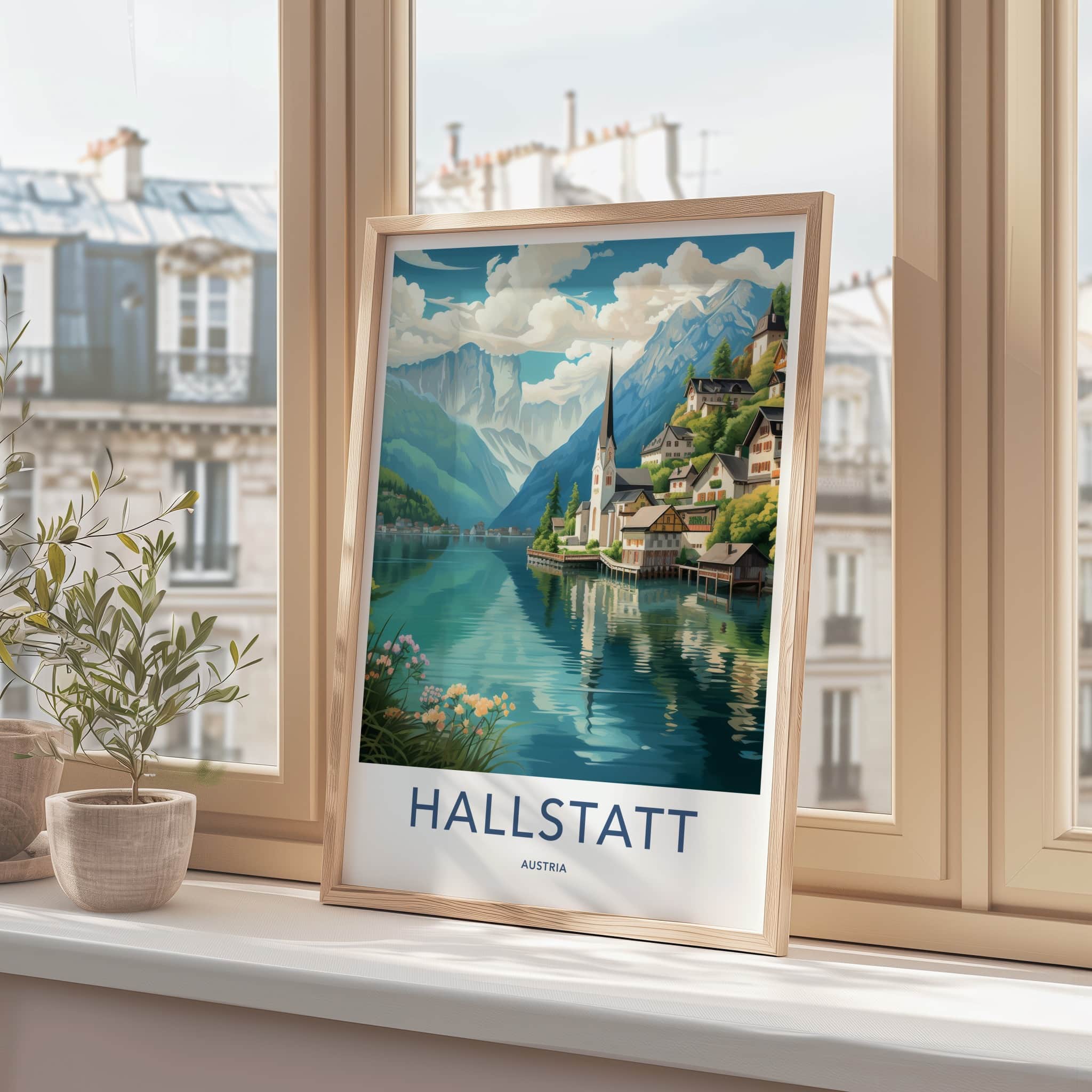 Hallstatt Poster - Austria Travel Art - Historic Lakeside Village Home Decor