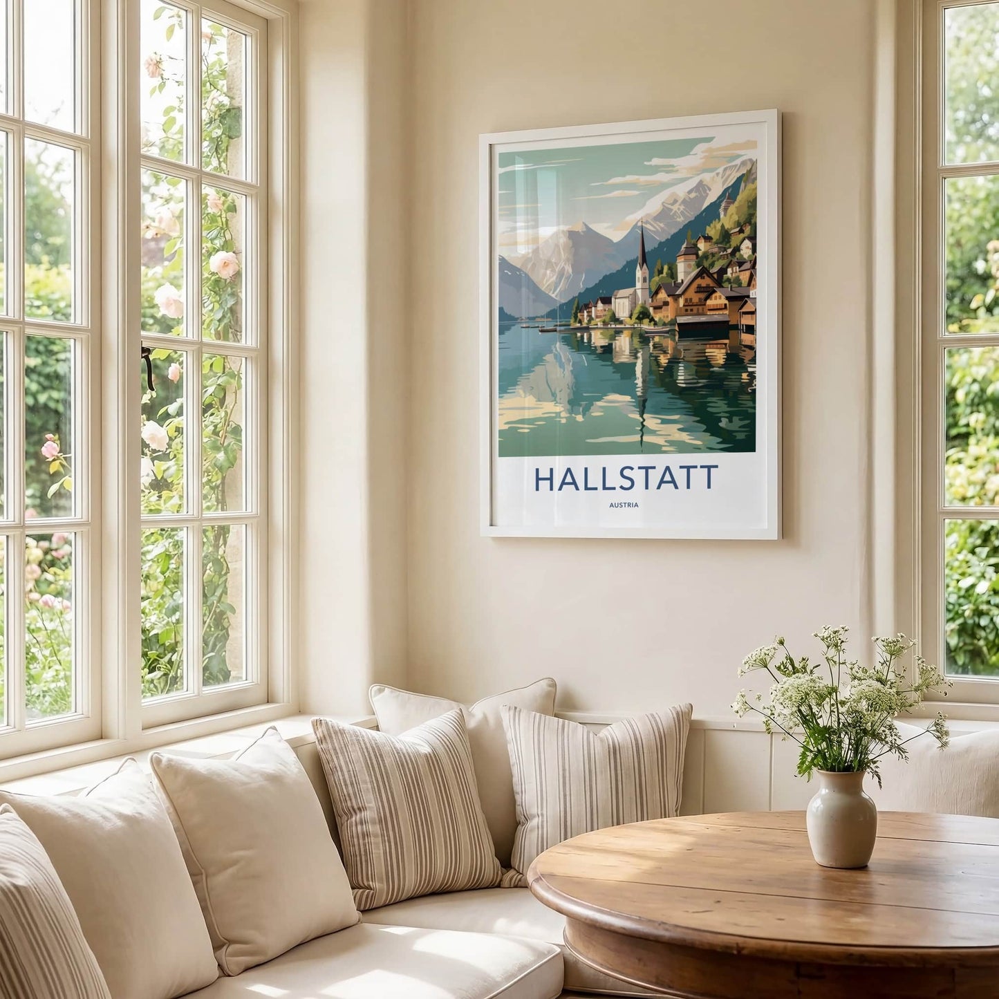 Hallstatt Poster - Austria Travel Art - Lakeside Village Mountains Home Decor