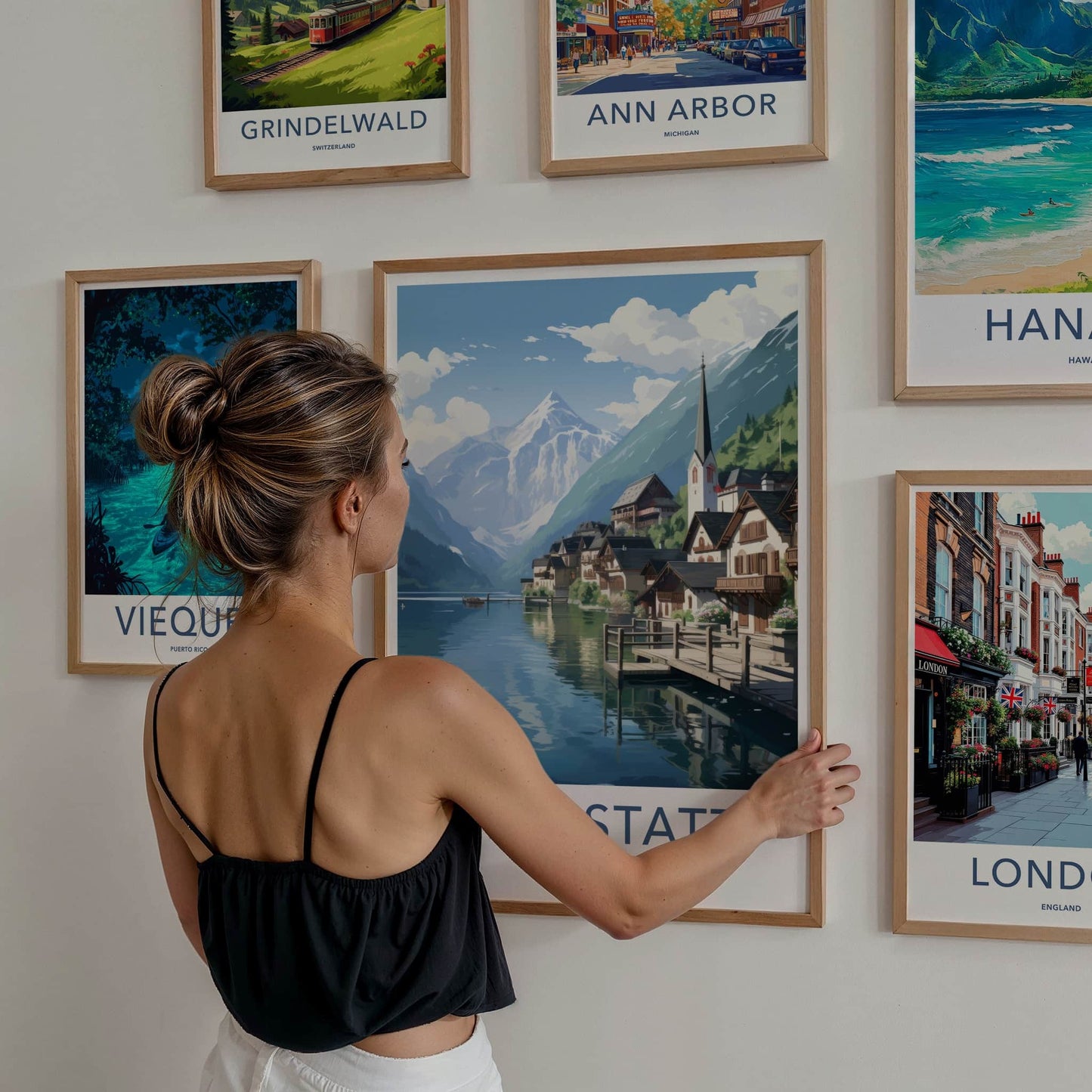 Hallstatt Poster - Austria Wall Art - Lakeside Village Mountains Home Decor