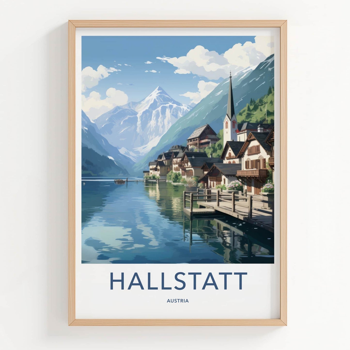 Hallstatt Poster - Austria Wall Art - Lakeside Village Mountains Home Decor