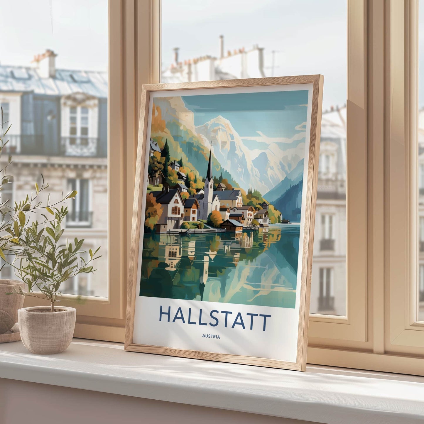 Hallstatt Poster - Austria Wall Art - Reflected Church Spire Home Decor