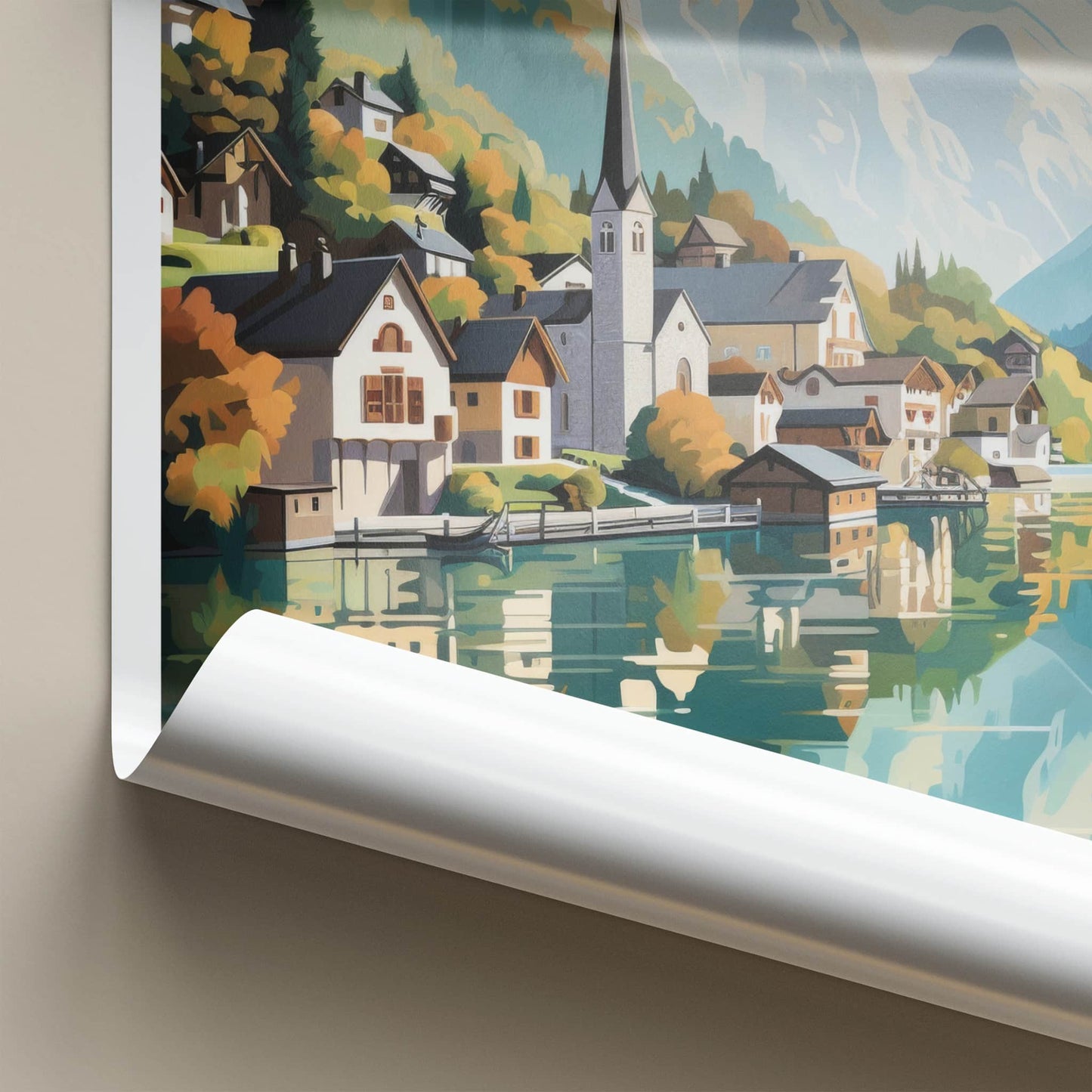 Hallstatt Poster - Austria Wall Art - Reflected Church Spire Home Decor
