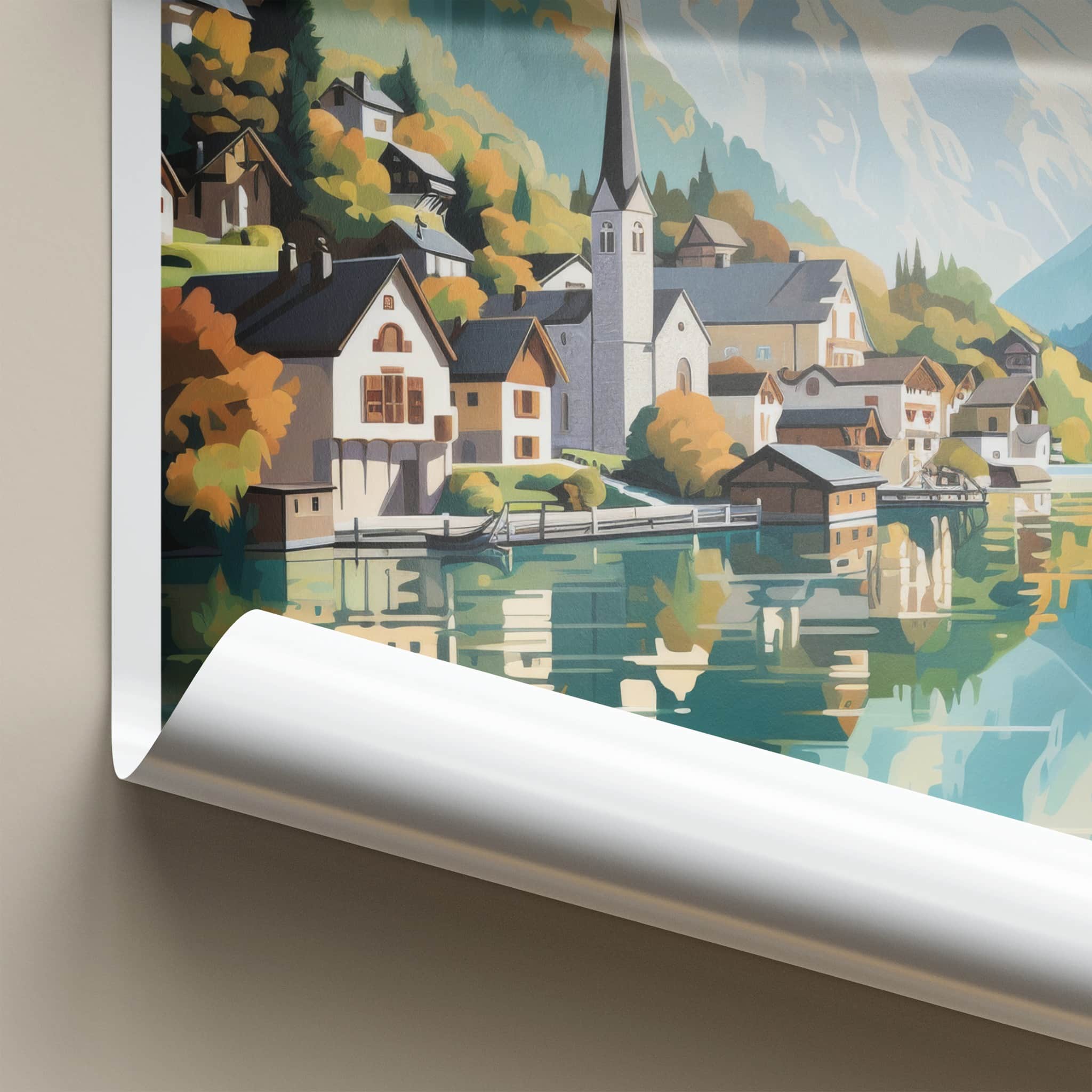 Hallstatt Poster - Austria Wall Art - Reflected Church Spire Home Decor