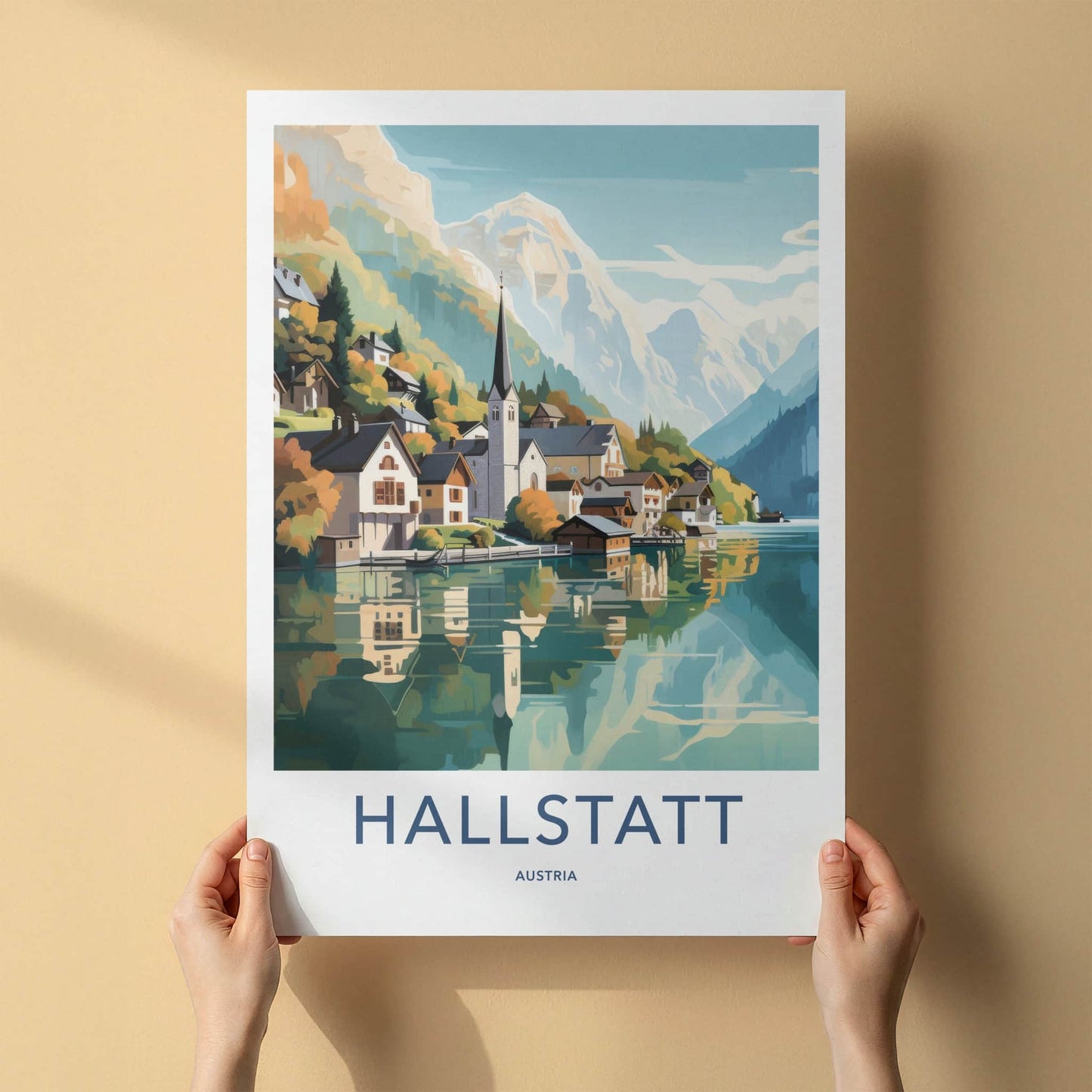 Hallstatt Poster - Austria Wall Art - Reflected Church Spire Home Decor
