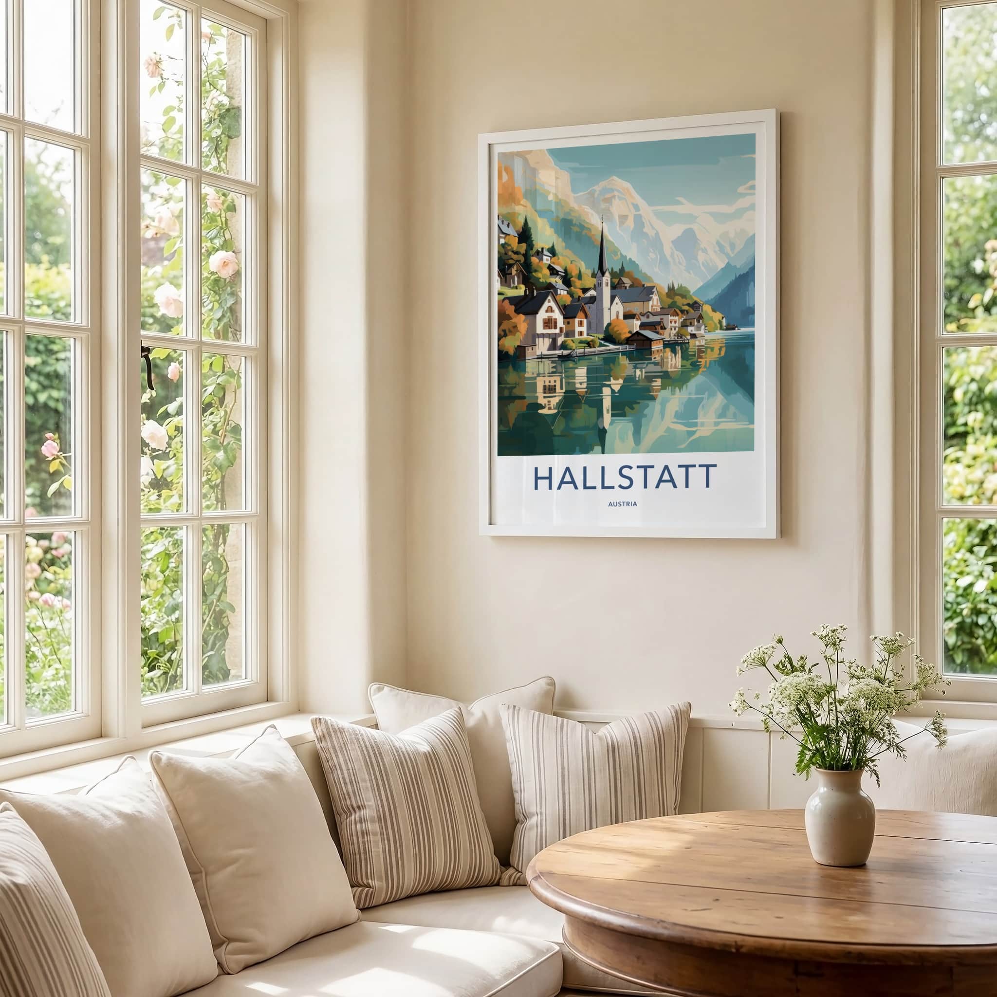 Hallstatt Poster - Austria Wall Art - Reflected Church Spire Home Decor