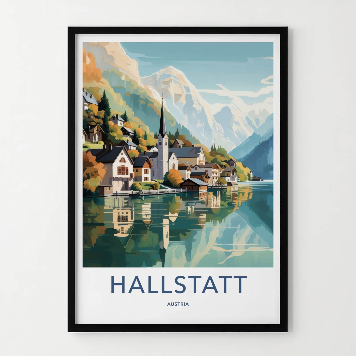 Hallstatt Poster - Austria Wall Art - Reflected Church Spire Home Decor