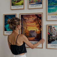 Hamburg Poster - Germany Travel Art - Autumn Sunset Street Home Decor