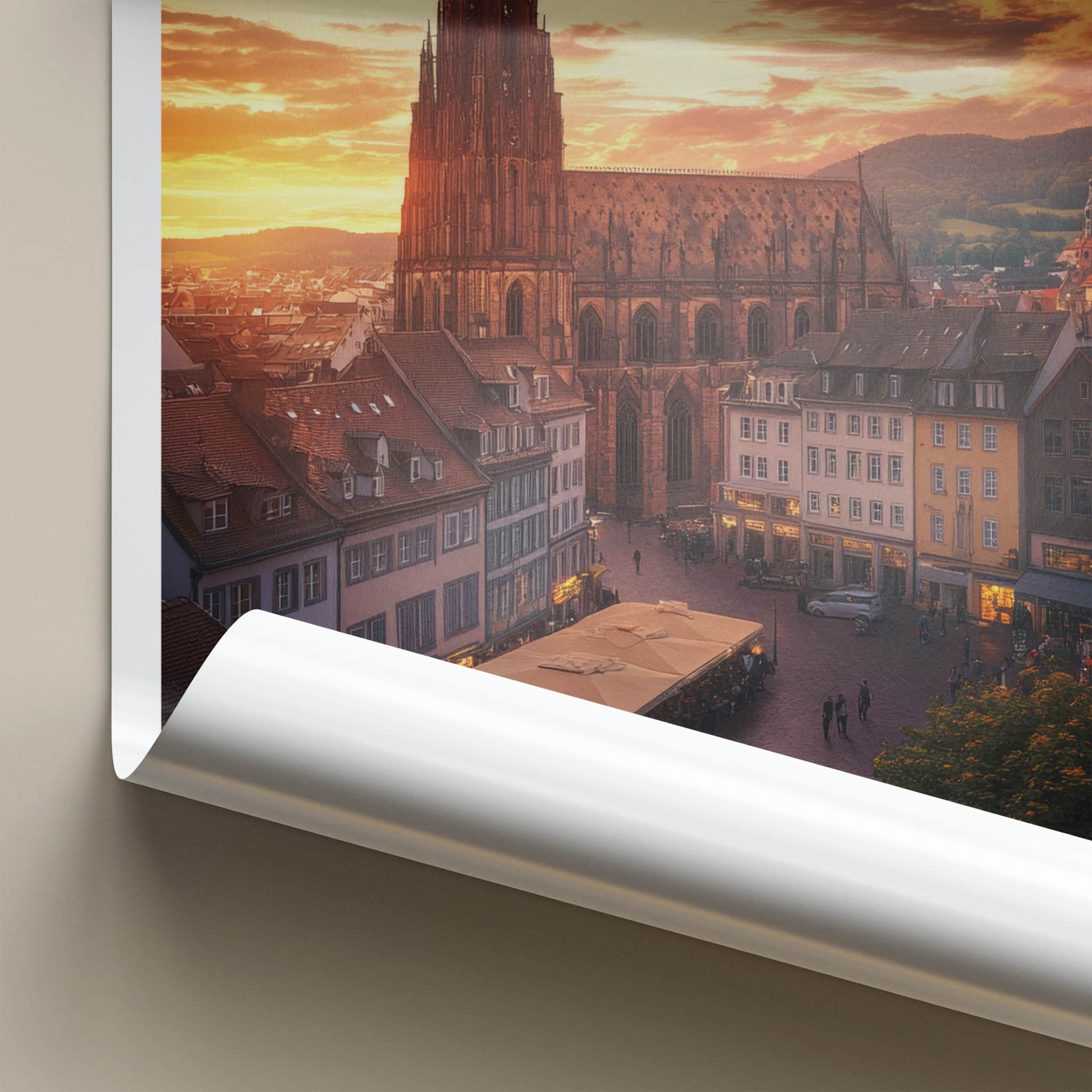 Hamburg Poster - Germany Travel Art - Historic Cathedral Sunset Home Decor