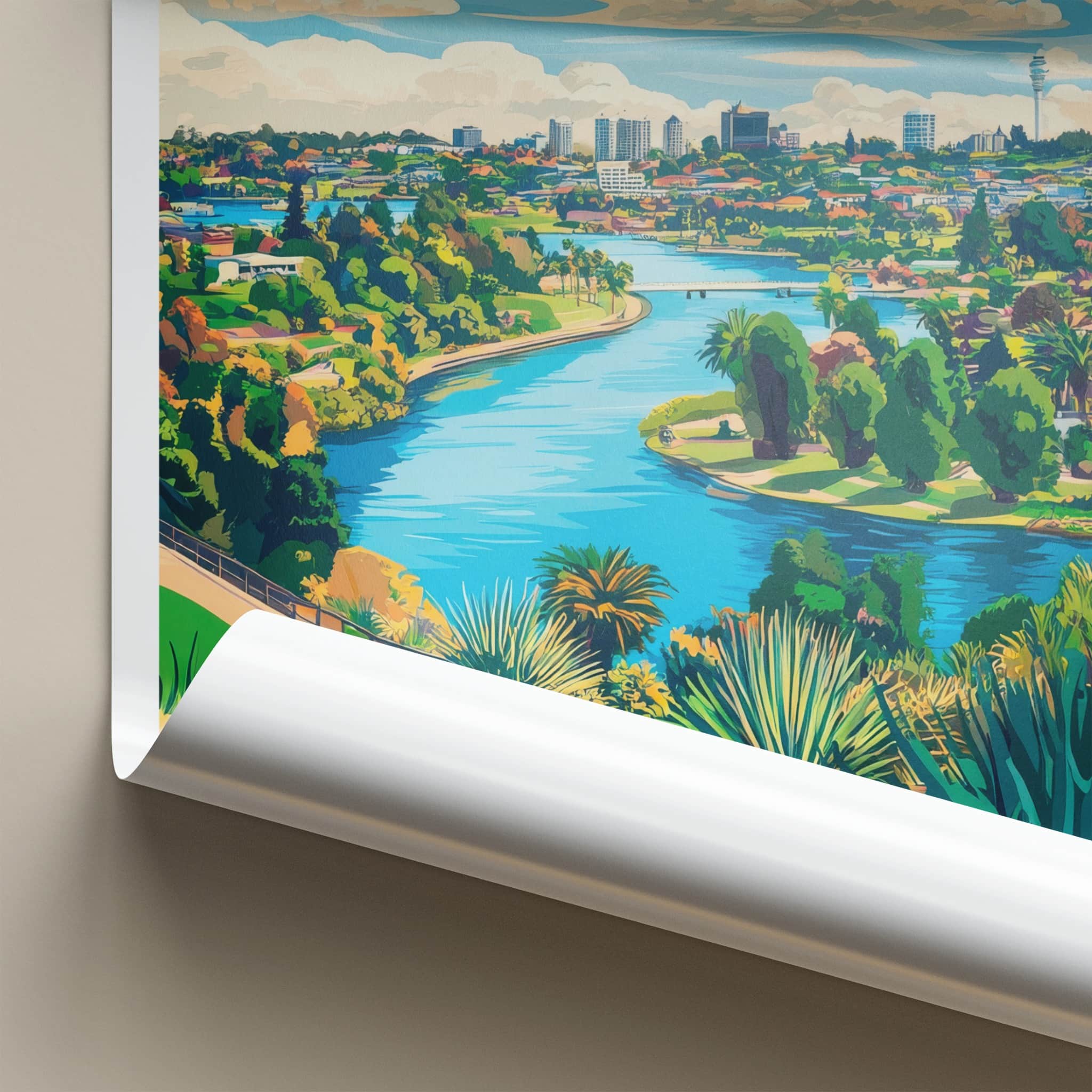 Hamilton Poster - New Zealand Travel Art - Vibrant River City Wall Decor