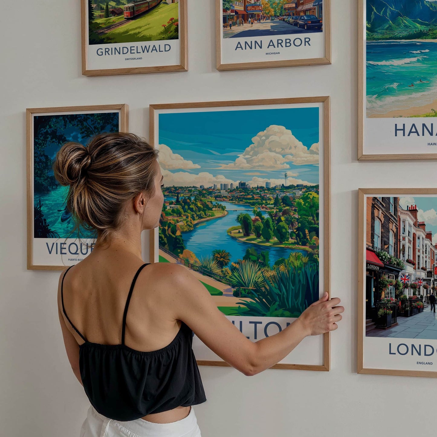 Hamilton Poster - New Zealand Travel Art - Vibrant River City Wall Decor