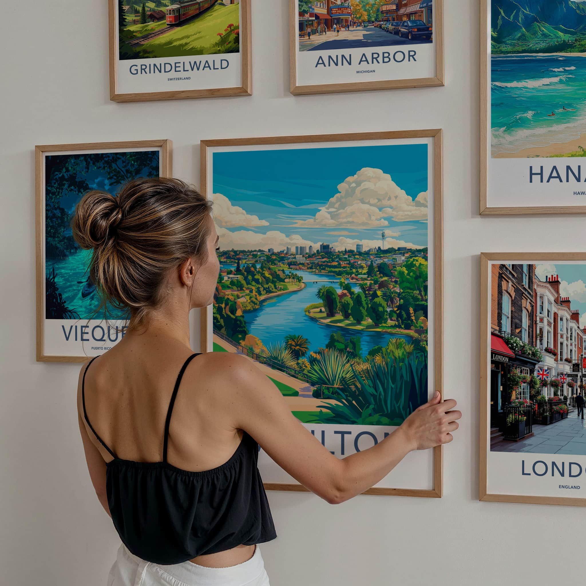 Hamilton Poster - New Zealand Travel Art - Vibrant River City Wall Decor