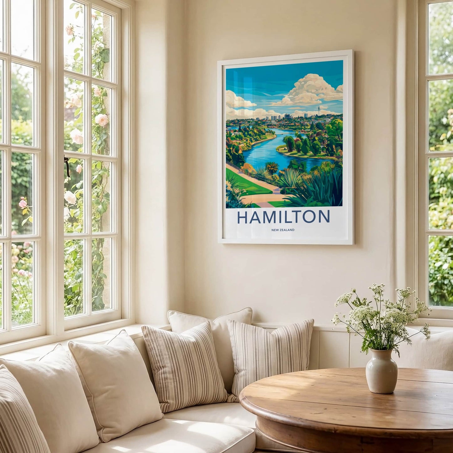 Hamilton Poster - New Zealand Travel Art - Vibrant River City Wall Decor