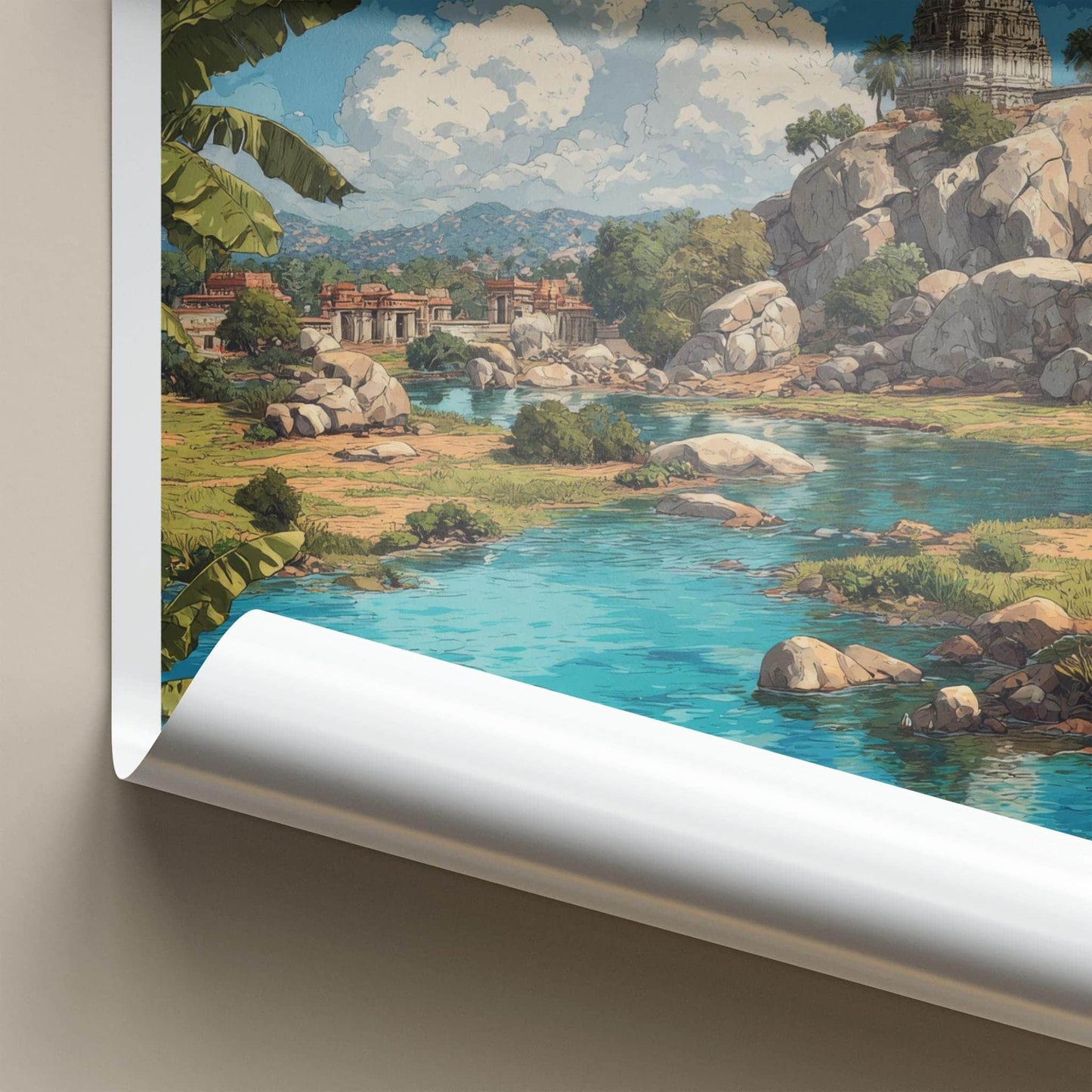 Hampi Poster - India Travel Art - Karnataka Rocky Temple Home Decor