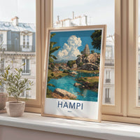 Hampi Poster - India Travel Art - Karnataka Rocky Temple Home Decor