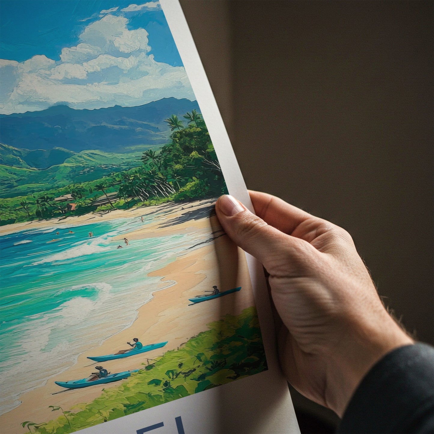 Hanalei Poster - Hawaii Travel Art - Lush Mountainous Coast Home Decor