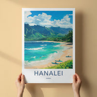 Hanalei Poster - Hawaii Travel Art - Lush Mountainous Coast Home Decor