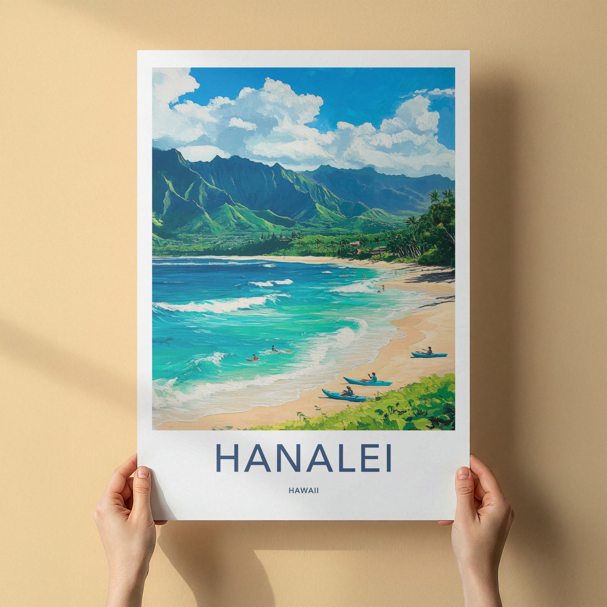 Hanalei Poster - Hawaii Travel Art - Lush Mountainous Coast Home Decor