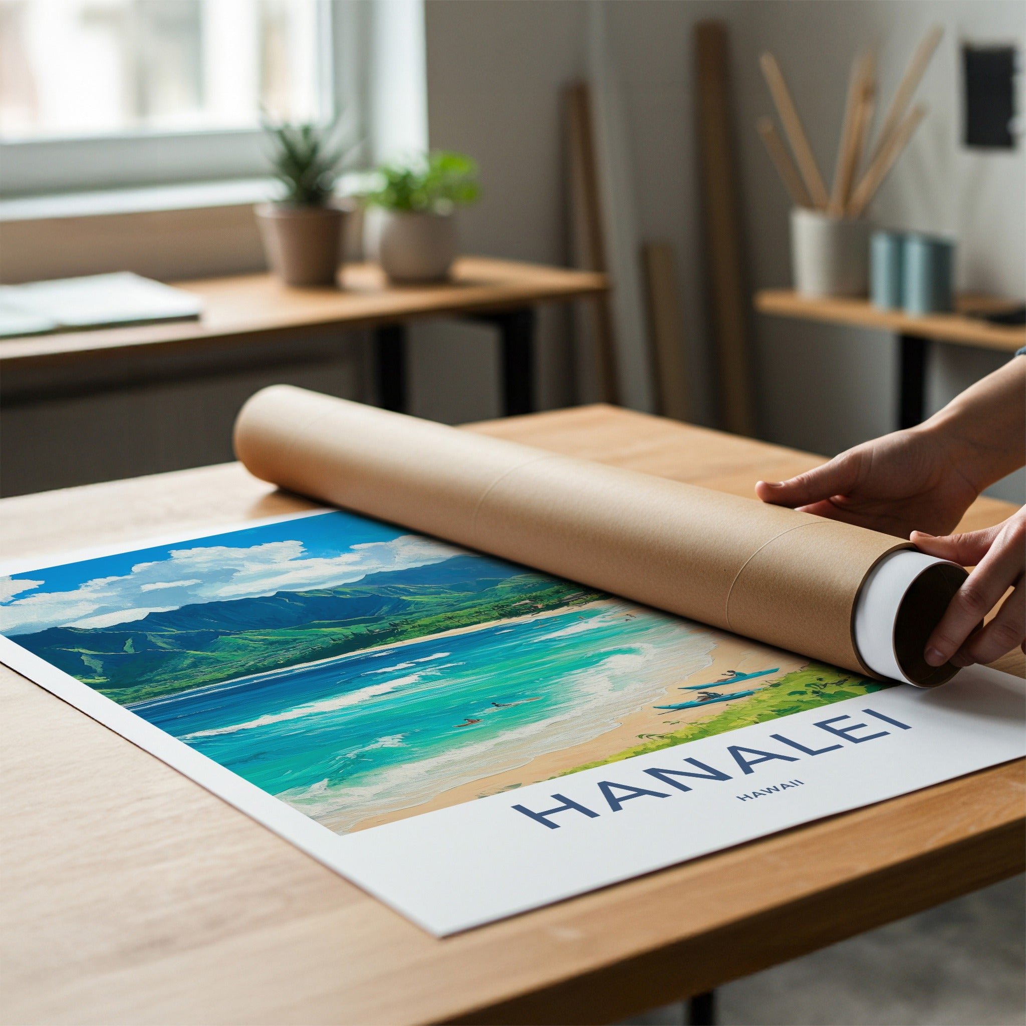 Hanalei Poster - Hawaii Travel Art - Lush Mountainous Coast Home Decor
