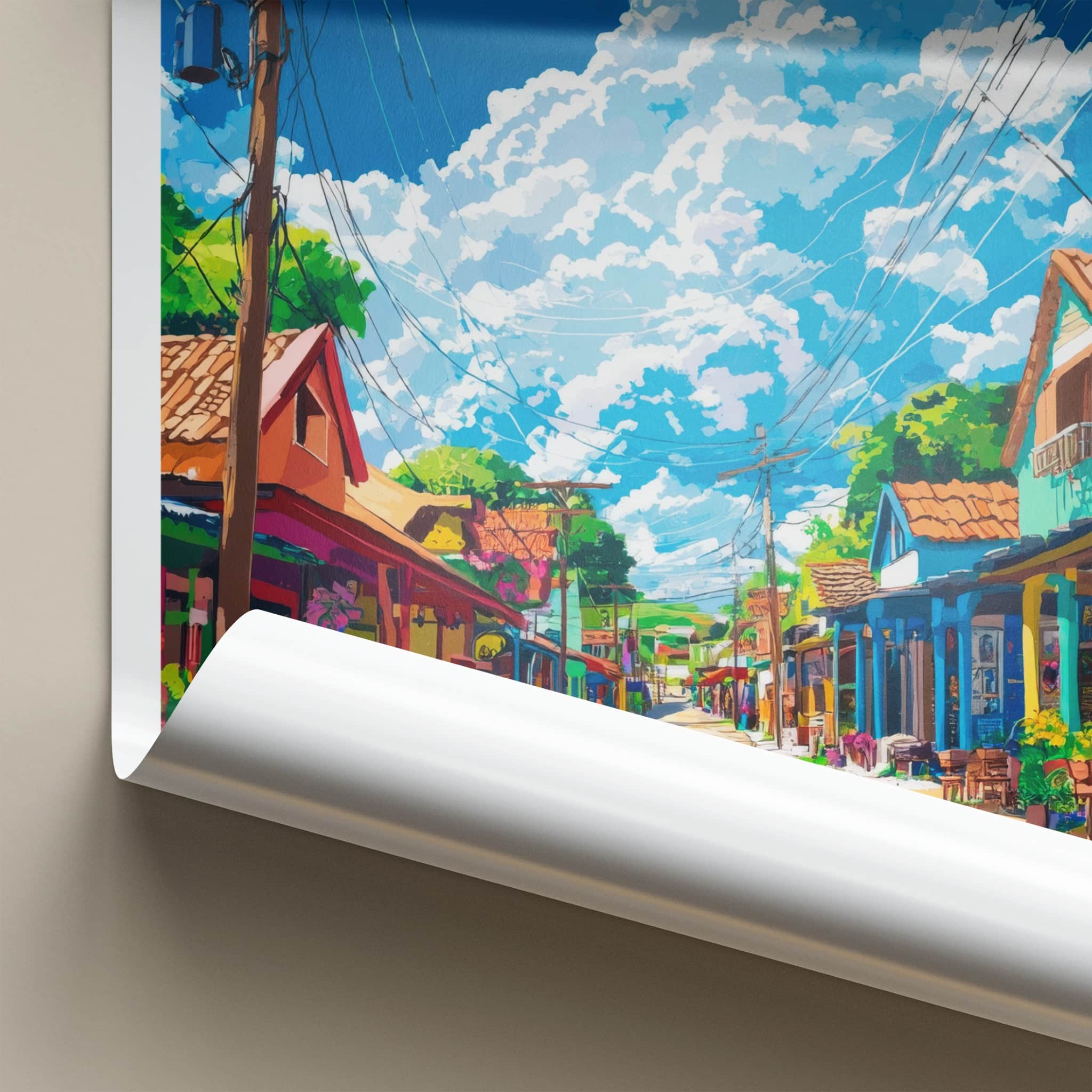 Hanga Roa Poster - Chile Travel Art - Vibrant Town Scene Home Decor