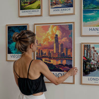 Hanoi Poster - Vietnam Travel Art - Dramatic Sunset Skyline Home Decor