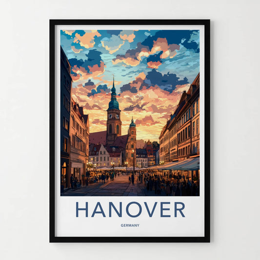 Hanover Poster - Germany Art Print - Vibrant Town Square Home Decor