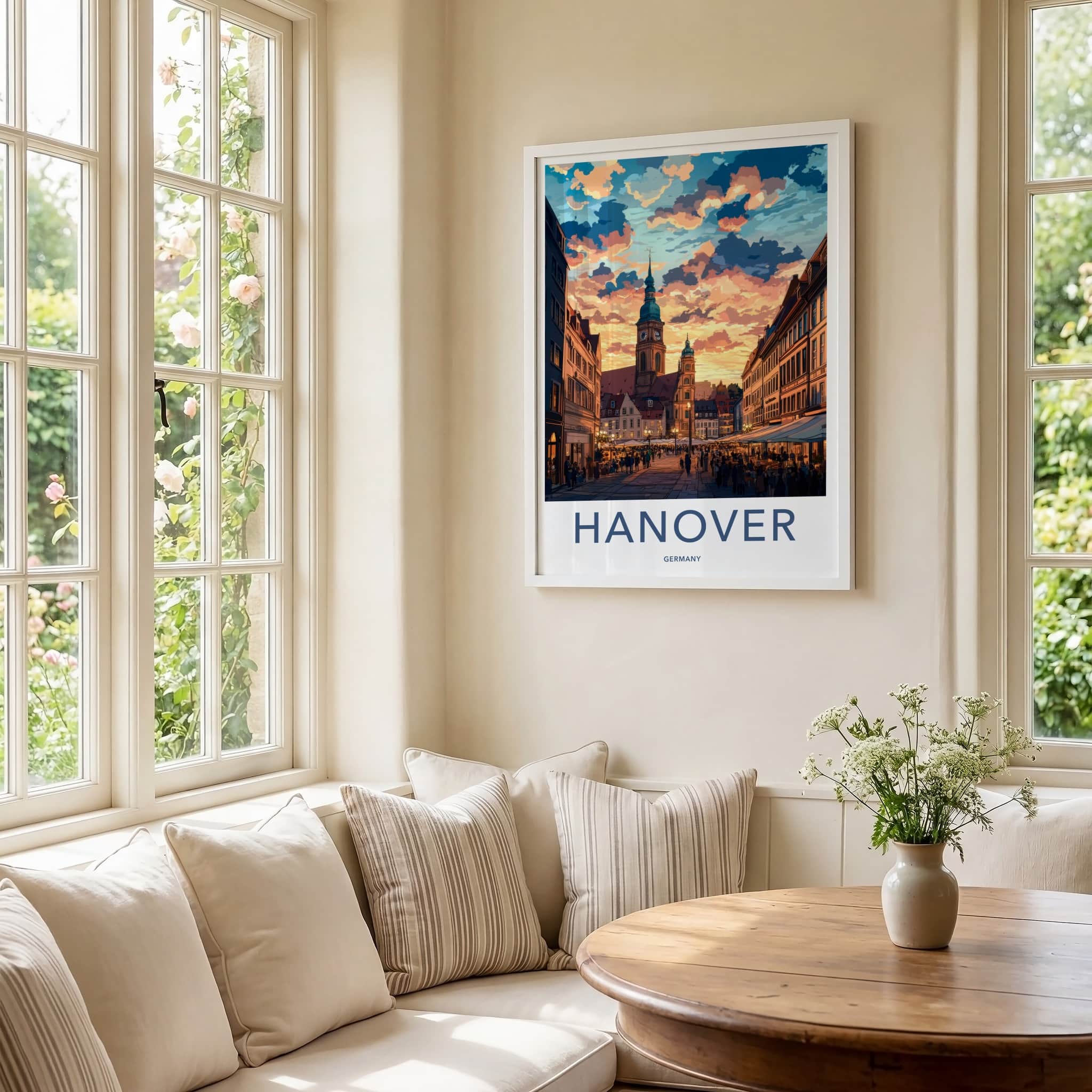 Hanover Poster - Germany Art Print - Vibrant Town Square Home Decor