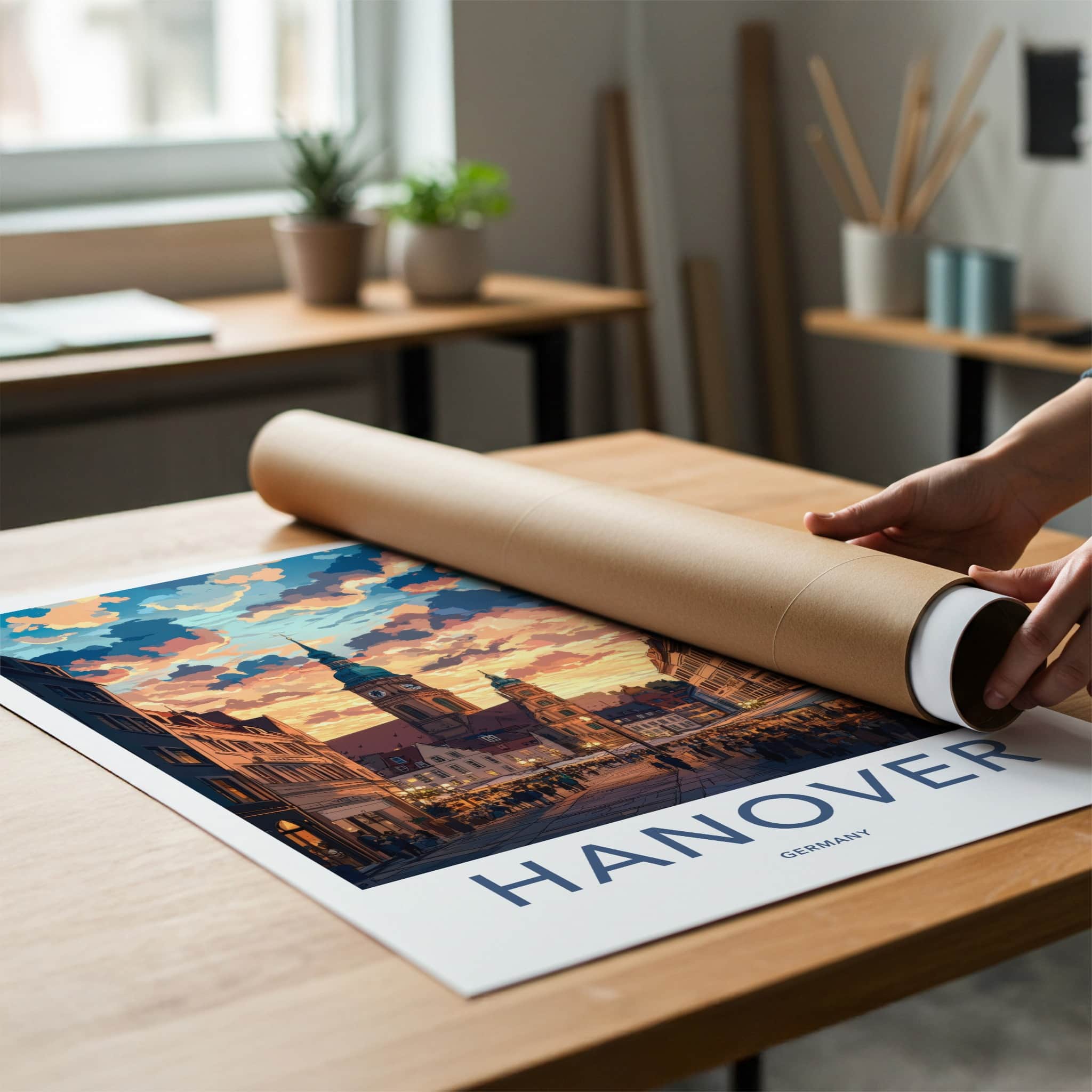 Hanover Poster - Germany Art Print - Vibrant Town Square Home Decor
