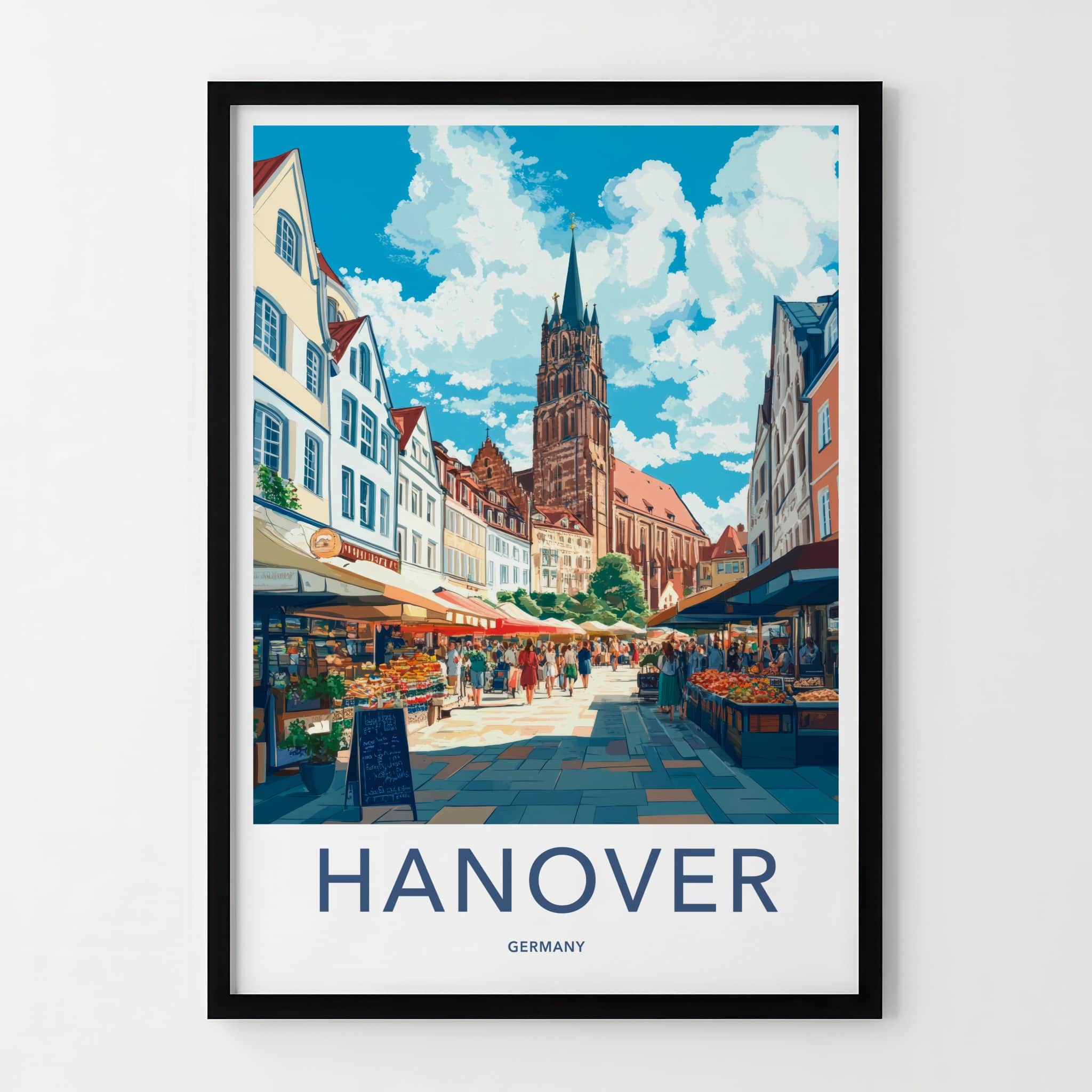Hanover Poster - Germany Travel Art - Lively Street Market Home Decor