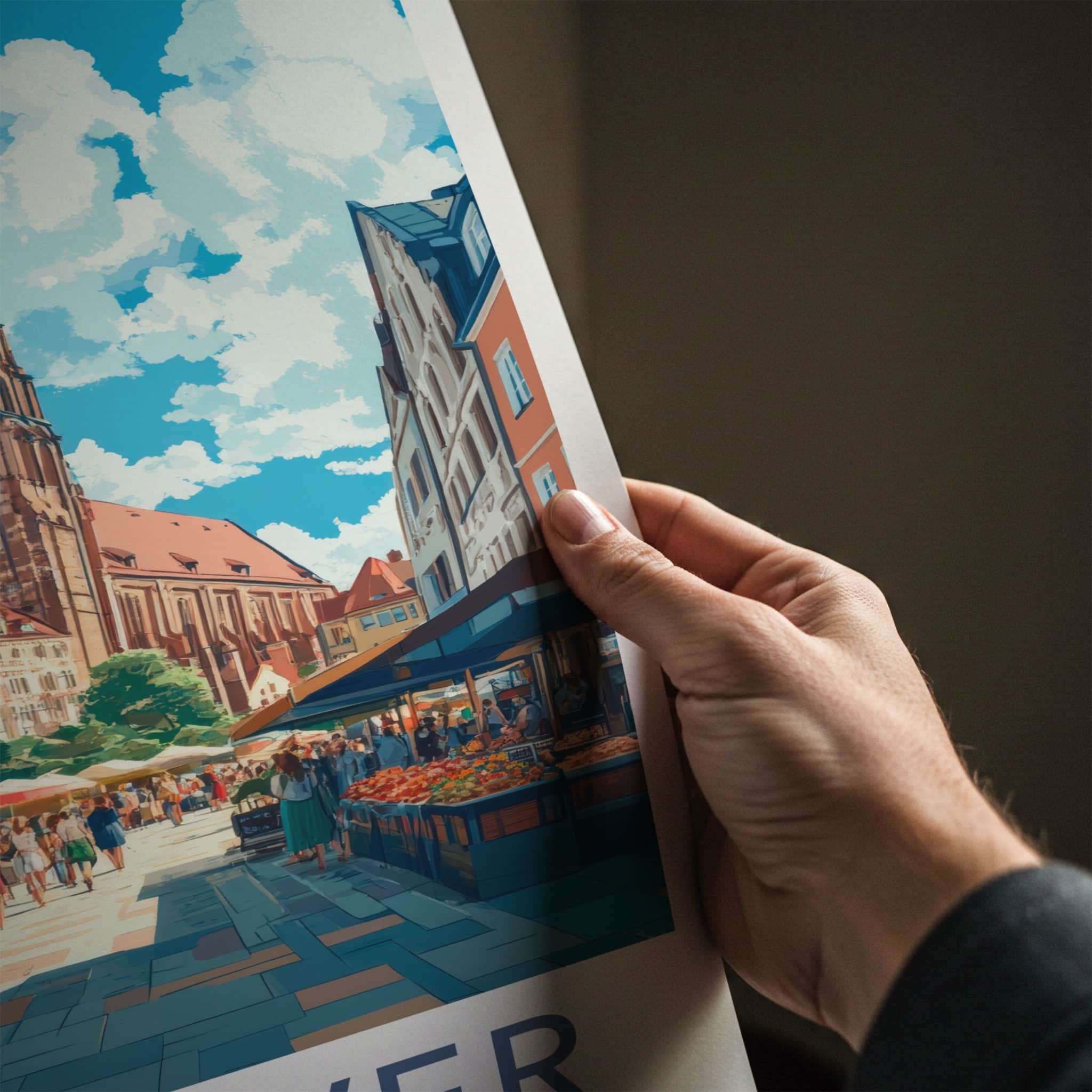Hanover Poster - Germany Travel Art - Lively Street Market Home Decor