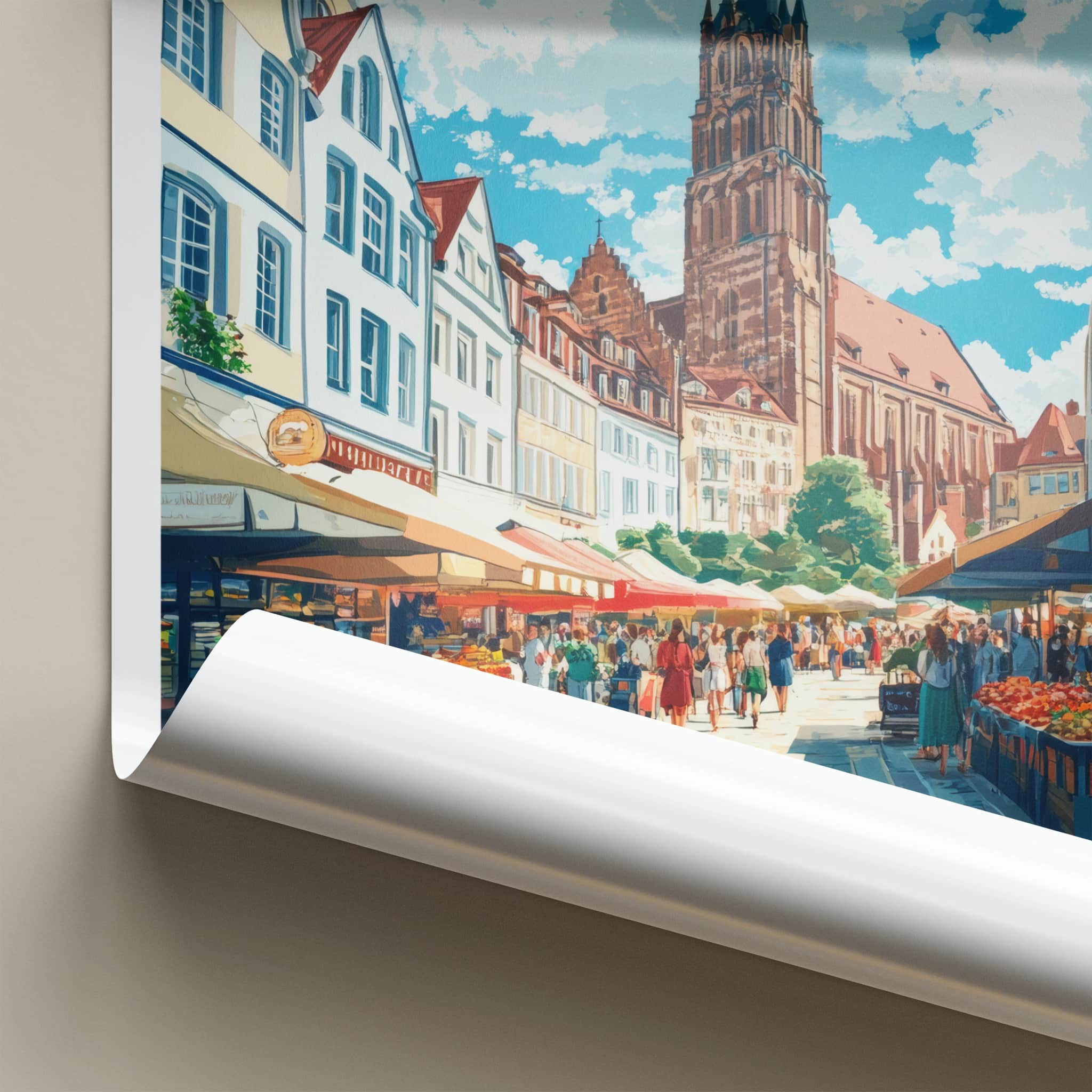 Hanover Poster - Germany Travel Art - Lively Street Market Home Decor