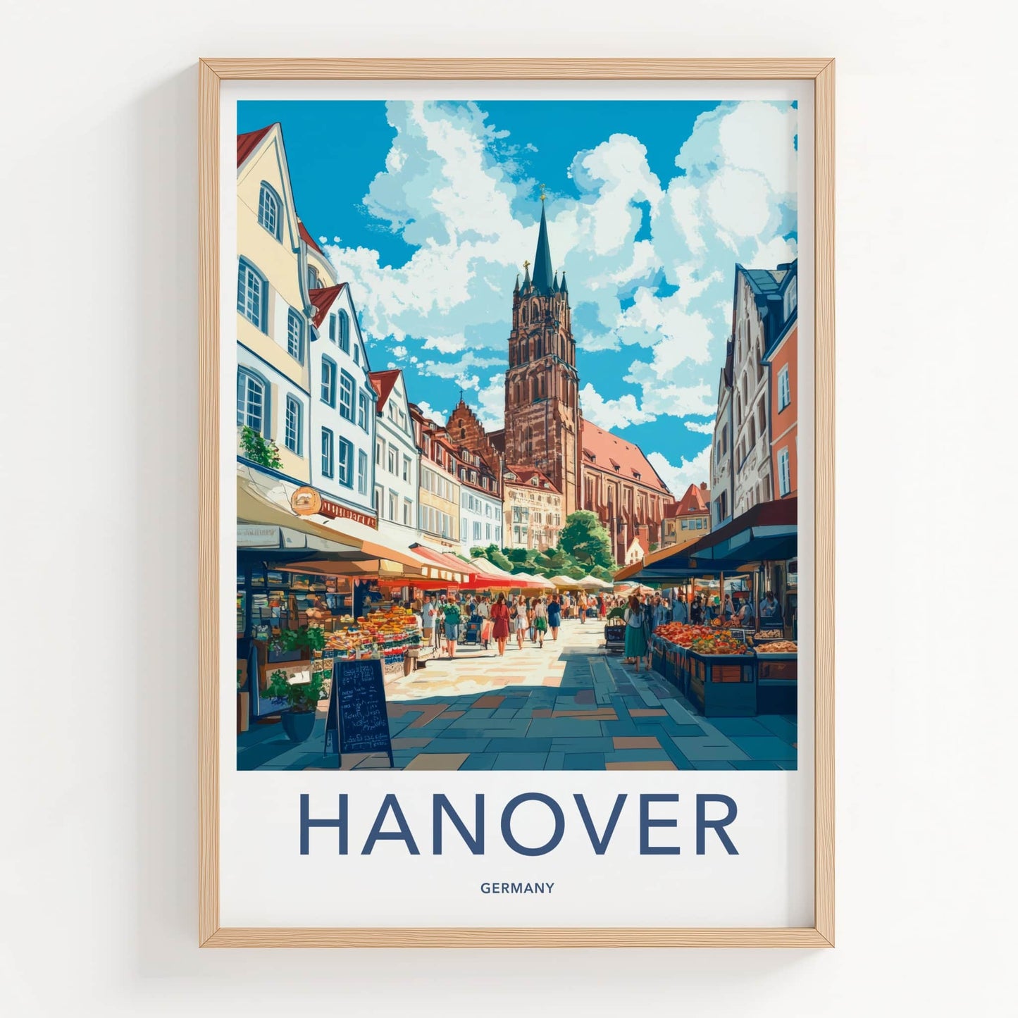 Hanover Poster - Germany Travel Art - Lively Street Market Home Decor