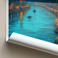 Haridwar Poster - India Travel Art - Uttarakhand Ganges Lit Ghats Home Decor