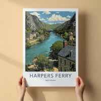Harpers Ferry Poster - West Virginia Scenic Art - Historic River Town Wall Decor