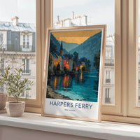 Harpers Ferry Poster - West Virginia Travel Art - Historic Town Reflects Wall Decor