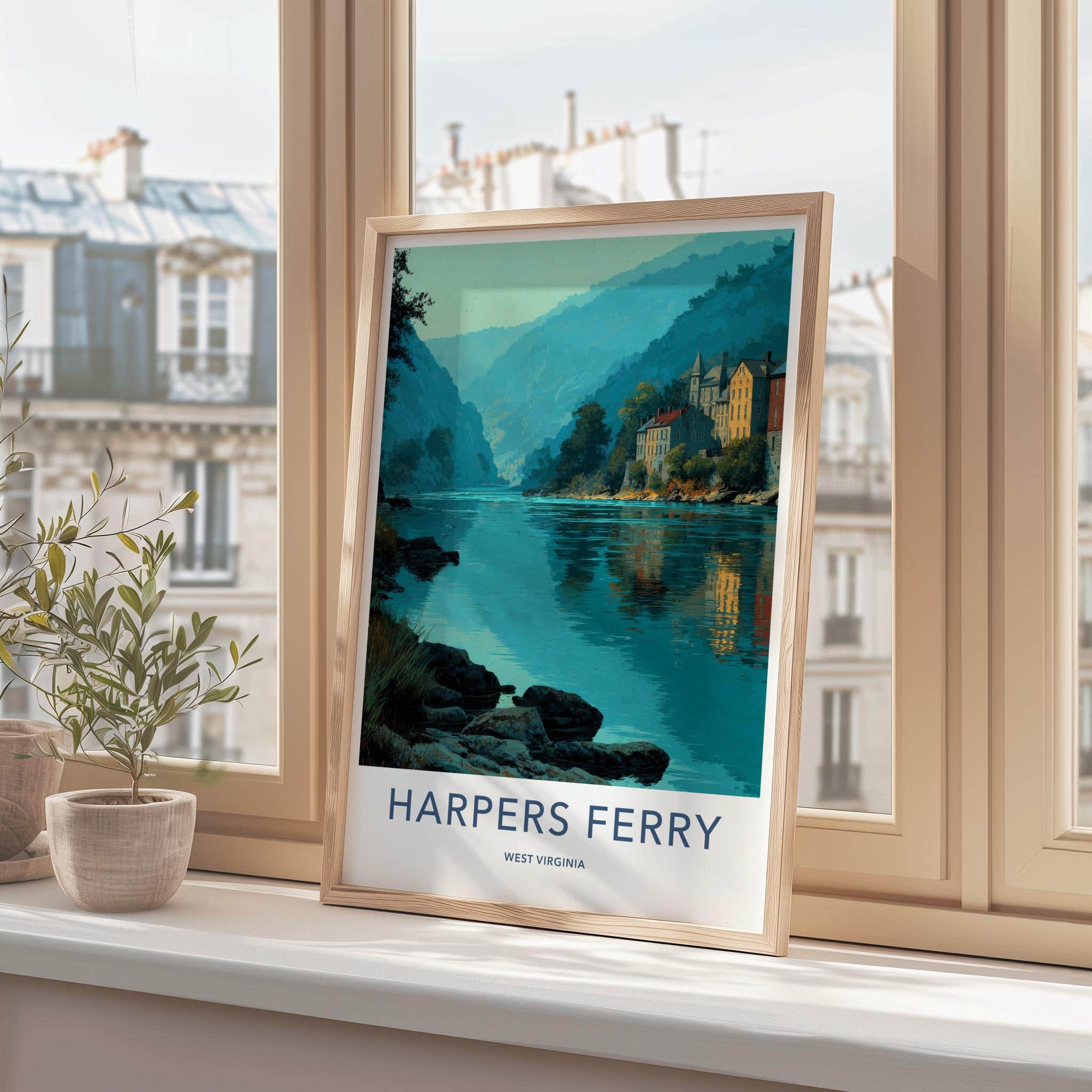 Harpers Ferry Poster - West Virginia Travel Art - Valley River Town Home Decor