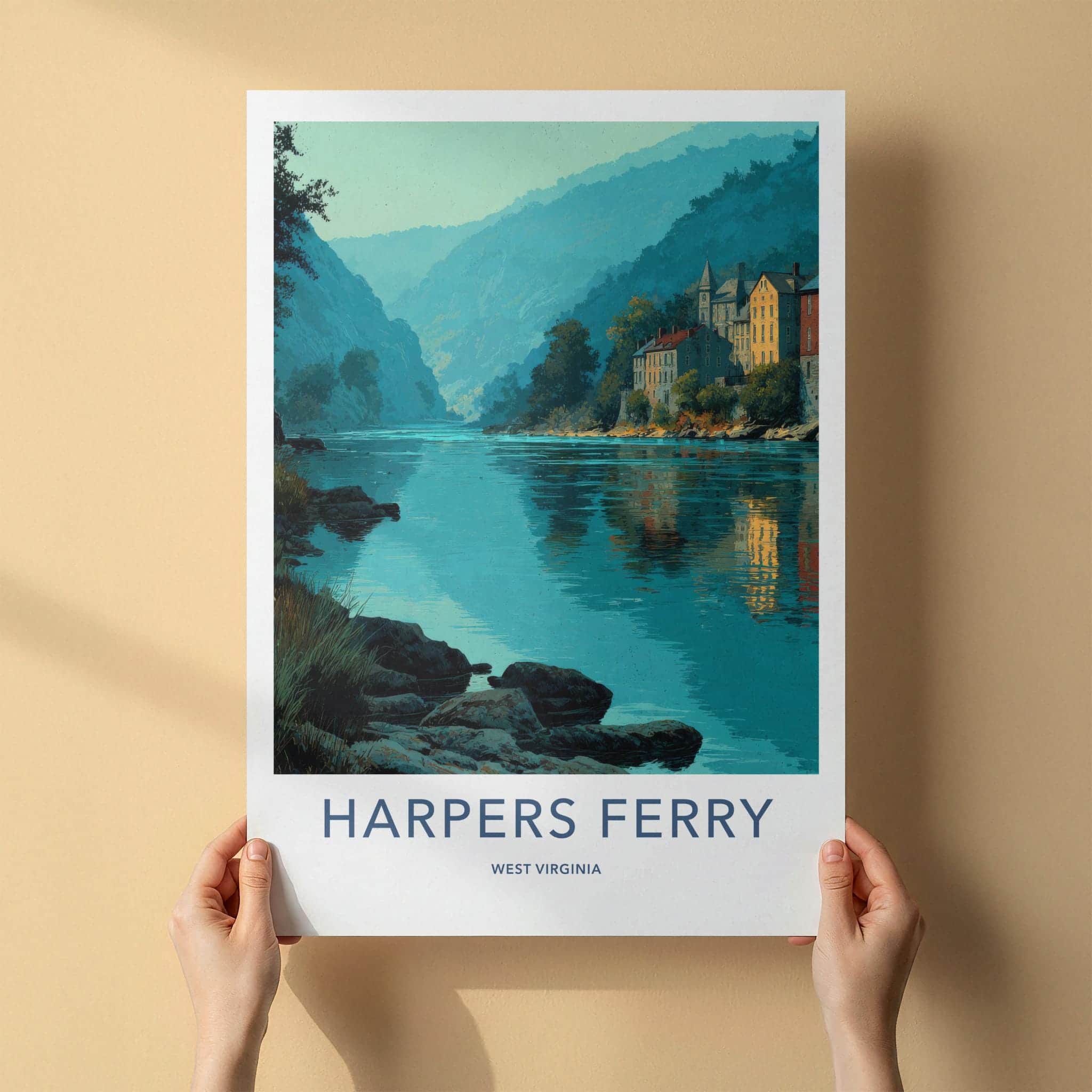 Harpers Ferry Poster - West Virginia Travel Art - Valley River Town Home Decor