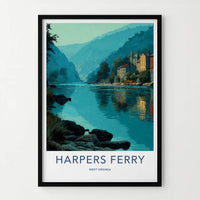 Harpers Ferry Poster - West Virginia Travel Art - Valley River Town Home Decor