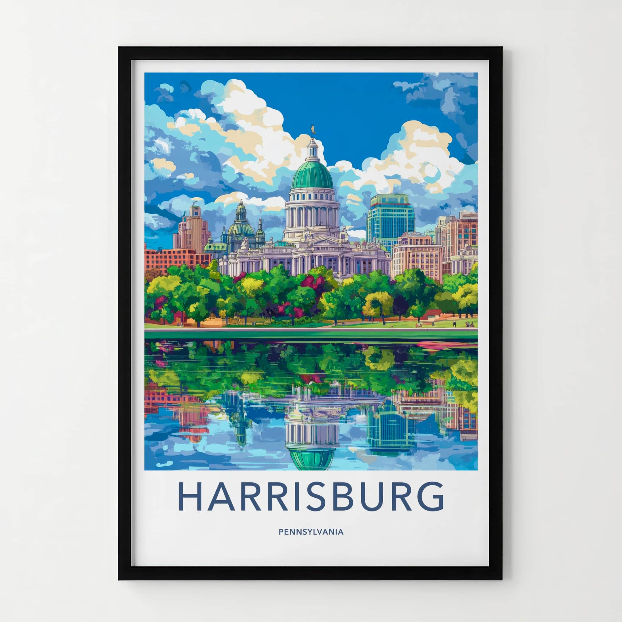 Harrisburg Poster - Pennsylvania Fine Art - Vibrant Riverside Capitol Gift