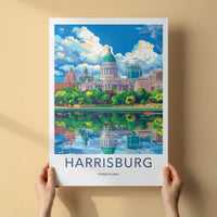 Harrisburg Poster - Pennsylvania Fine Art - Vibrant Riverside Capitol Gift