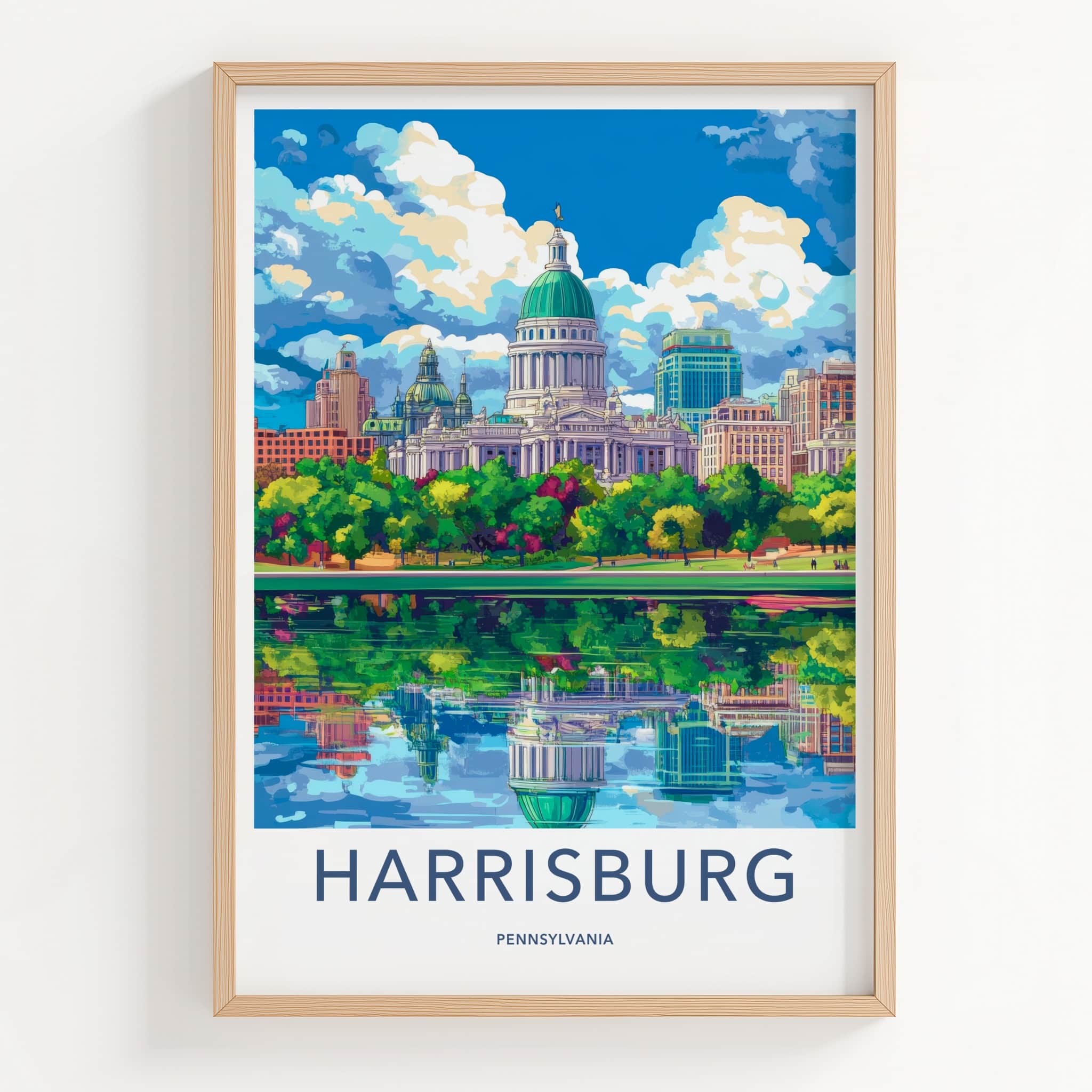 Harrisburg Poster - Pennsylvania Fine Art - Vibrant Riverside Capitol Gift