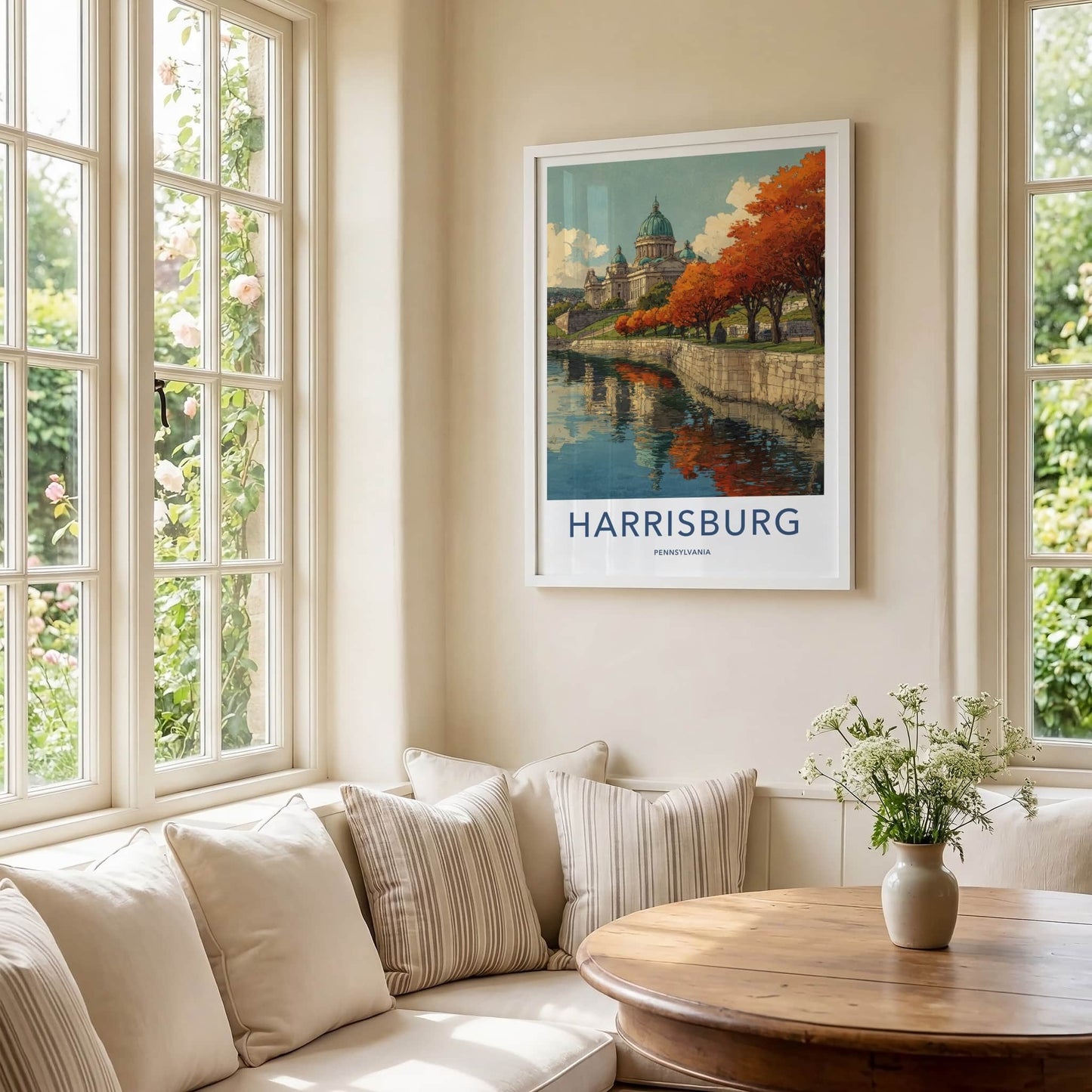 Harrisburg Poster - Pennsylvania Travel Art - Capitol Dome Autumn Home Decor