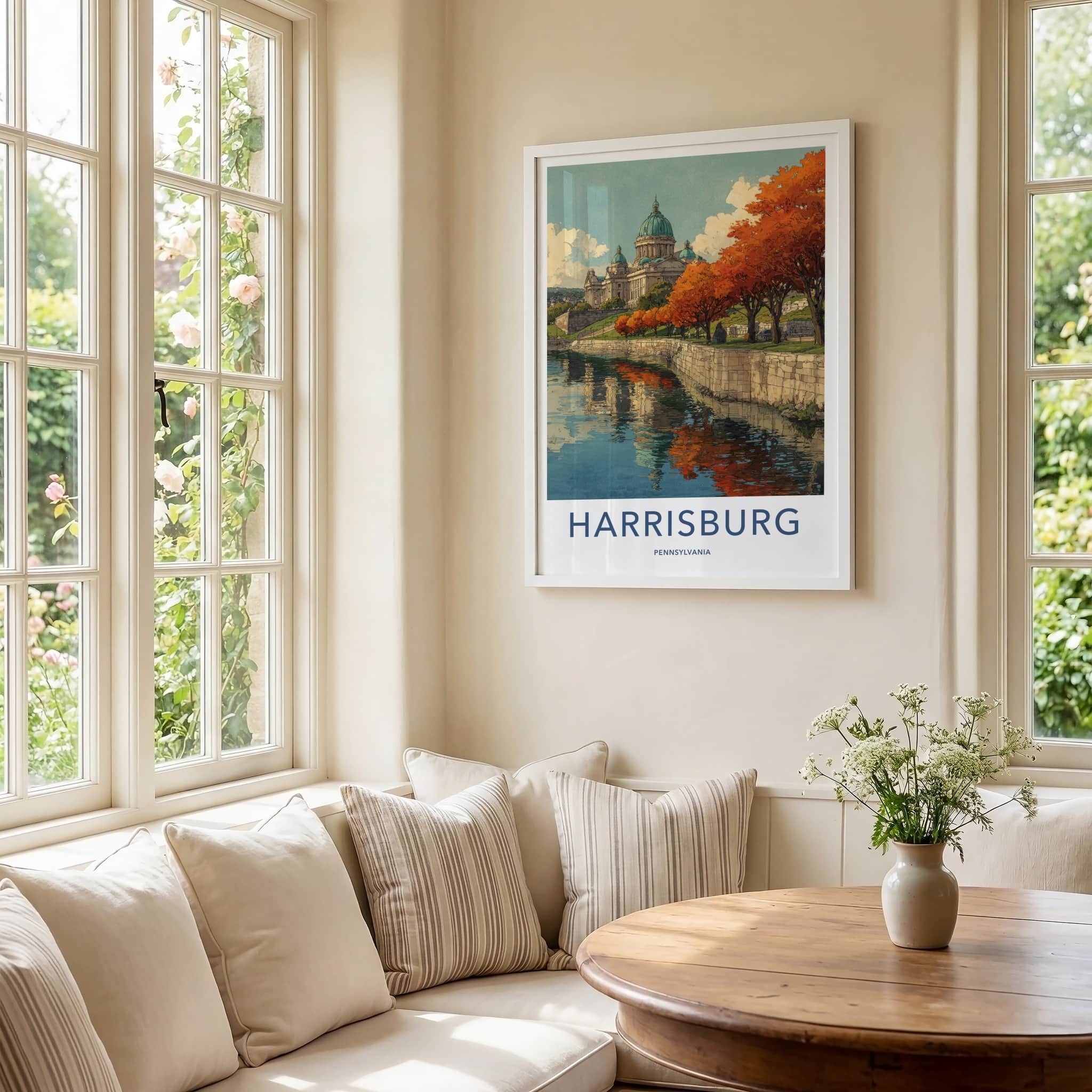 Harrisburg Poster - Pennsylvania Travel Art - Capitol Dome Autumn Home Decor