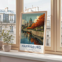 Harrisburg Poster - Pennsylvania Travel Art - Capitol Dome Autumn Home Decor