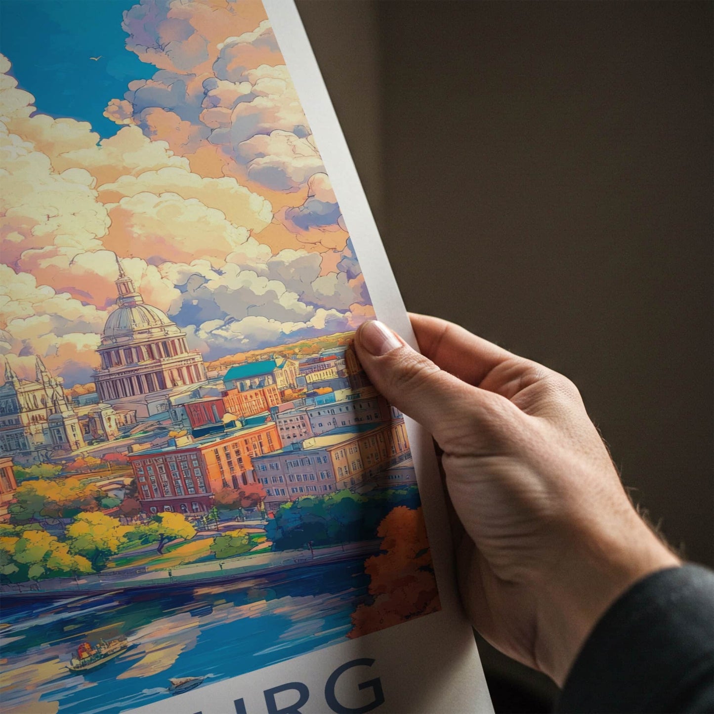 Harrisburg Poster - Pennsylvania Travel Art - Dramatic Clouds Cityscape Home Decor