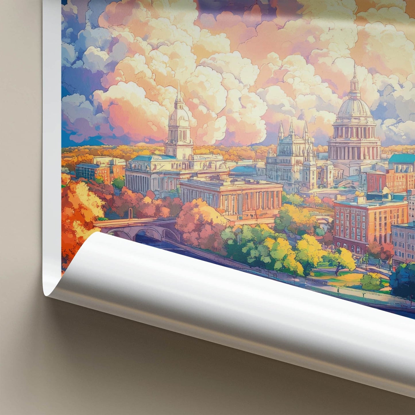 Harrisburg Poster - Pennsylvania Travel Art - Dramatic Clouds Cityscape Home Decor