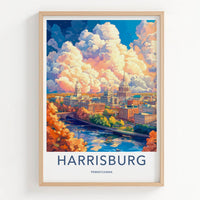 Harrisburg Poster - Pennsylvania Travel Art - Dramatic Clouds Cityscape Home Decor